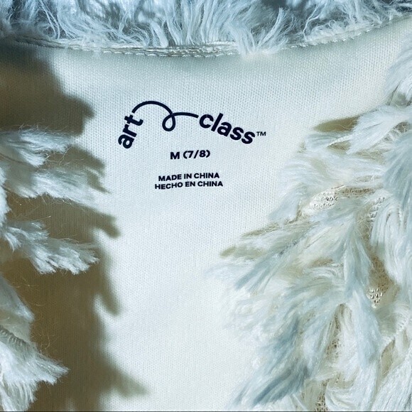 Art & Class Girl's Shaggy Jacket, Size M, Cream** - Picture 4 of 7